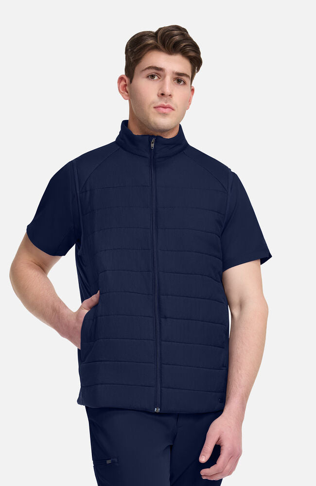Lifestyle by Healing Hands Men's Zip Front Quilted 4-Pocket Scrub Vest