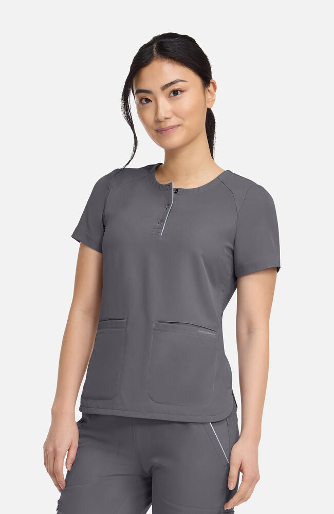 360 by Healing Hands Women's Joy Henley Crew Neck Scrub Top