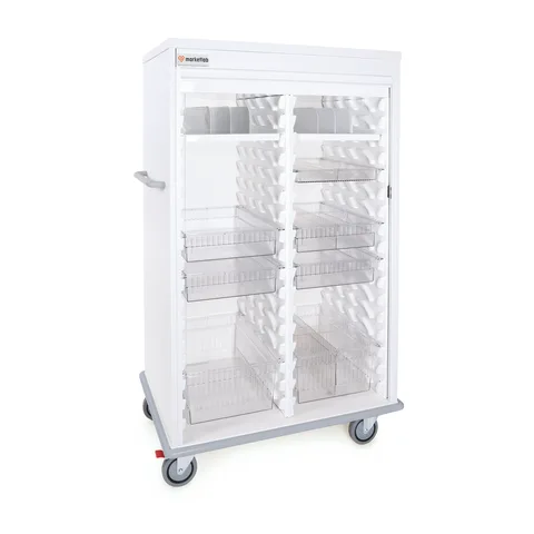 Marketlab-50393 Insight® Mobile Supply Cart, Double-Width, Double Column with 15 Storage Accessories • 40.6"W x 28.3"D x 63.8"H, Tambour Door, 1/ea