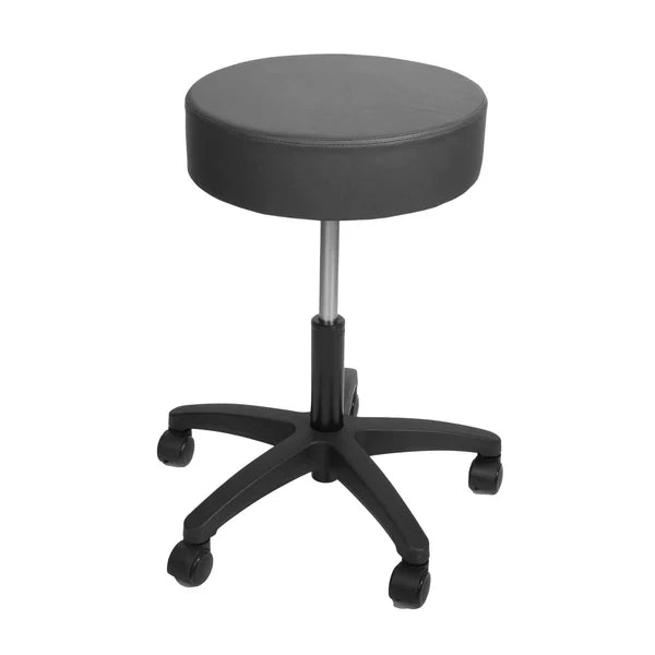 Graham Field-9703-PA-SW-BL-Phy.Stool, D Handle, Alum Base Blk With Soft Casters