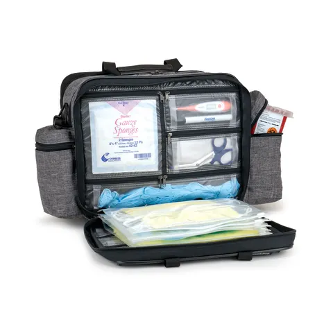 Hopkins Medical/Marketlab-532021-HGR Antimicrobial EZ View Med Bag® • 14"W x 8"D x 11.75"H, Heather Gray, 1/ea