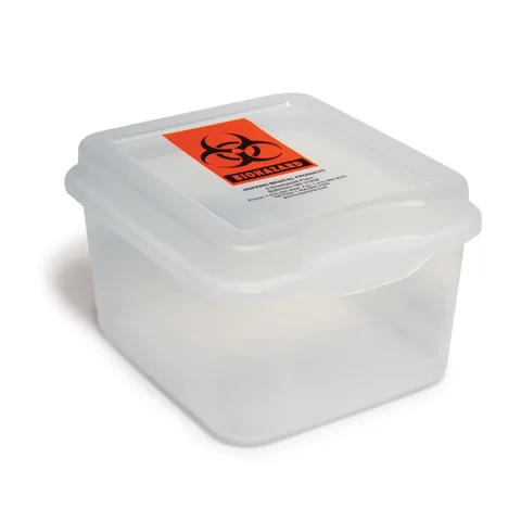 Hopkins/Marketlab-536211 Hard Plastic Specimen Container with Biohazard Label • 6.5"W x 7.625"L x 4.5"H, 1/ea