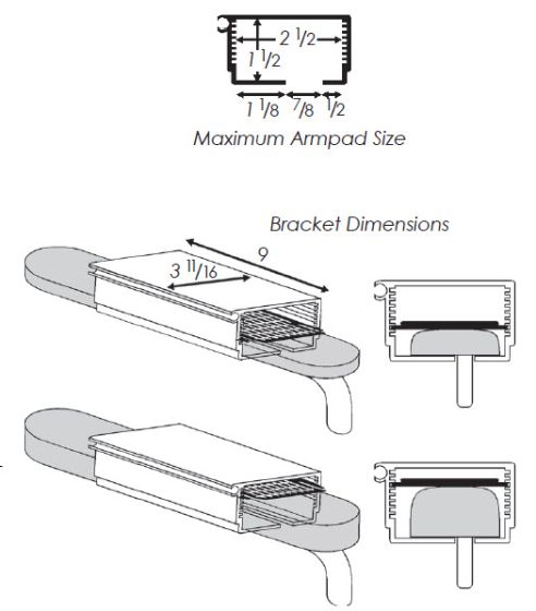 Therafin-31897A-Tray Bracket, Arm Channel, Adjustable Height, Fixed