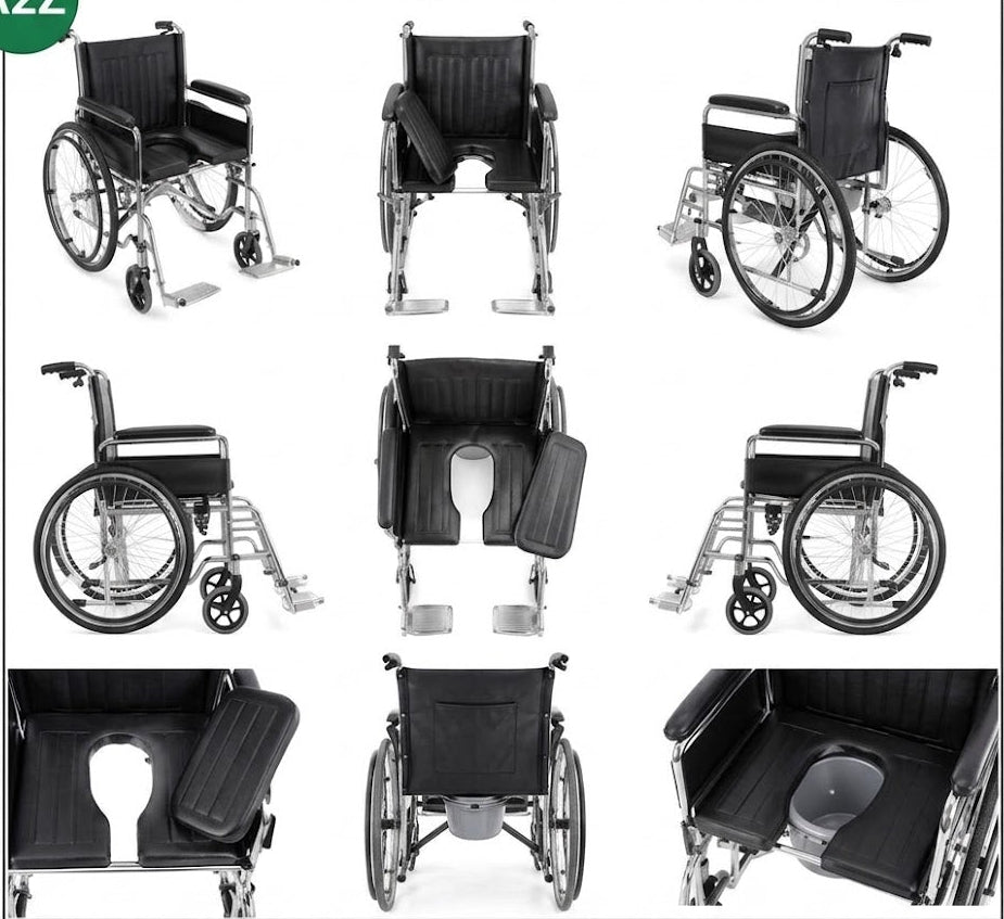 A2Z Mobility-A2Z-608BLK Commode/toilet wheelchair - Black