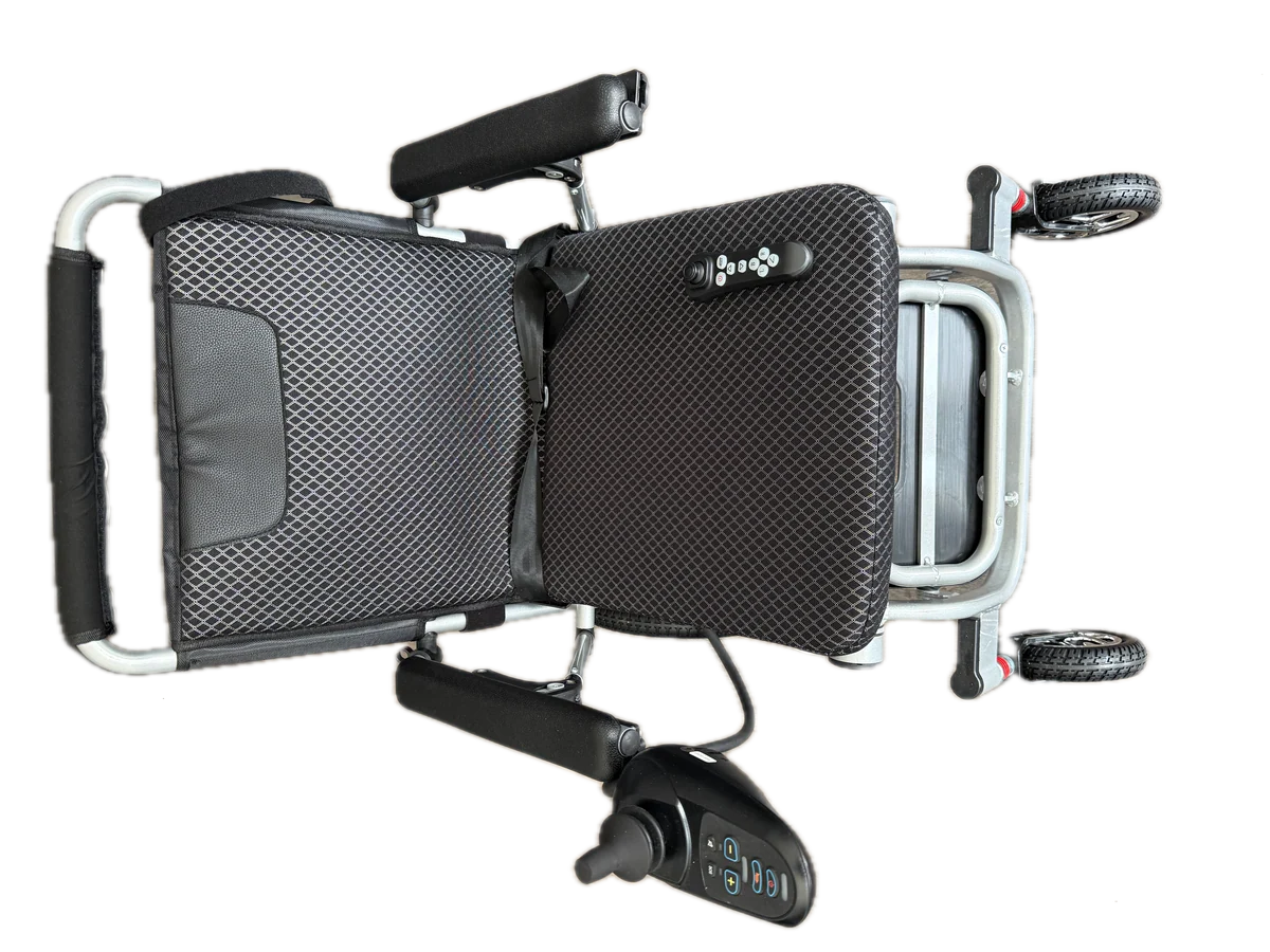 A2Z Mobility-A2Z76003L Lightweight Powered Electric Remote Control Folding Wheelchair – 220 lb Capacity