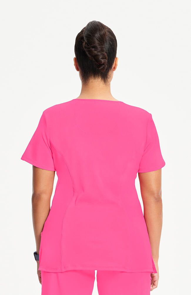 Infinity Women's 4-Pocket Knit Panel Mock Wrap Scrub Top