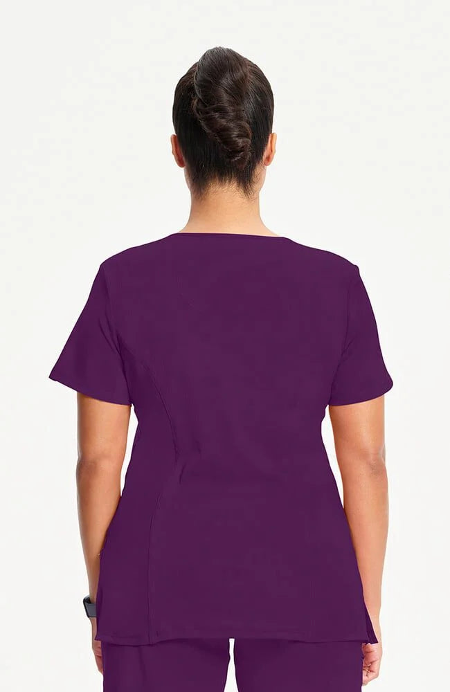 Infinity Women's 4-Pocket Knit Panel Mock Wrap Scrub Top