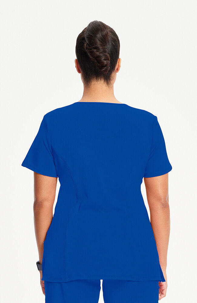 Infinity Women's 4-Pocket Knit Panel Mock Wrap Scrub Top