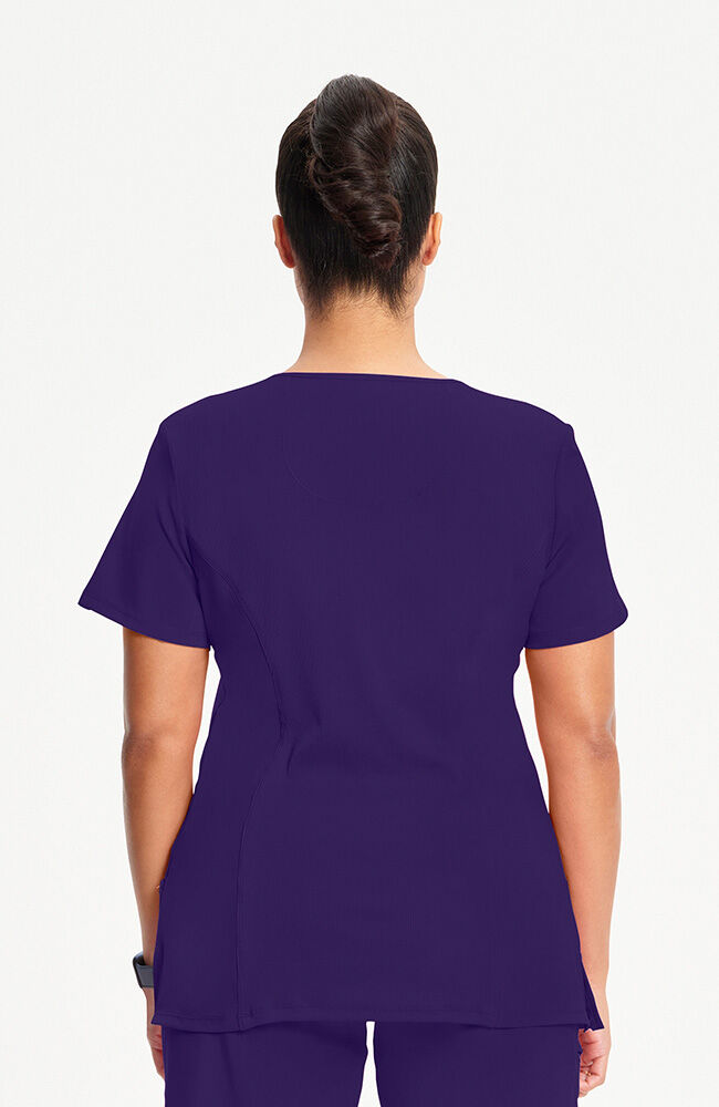 Infinity Women's 4-Pocket Knit Panel Mock Wrap Scrub Top