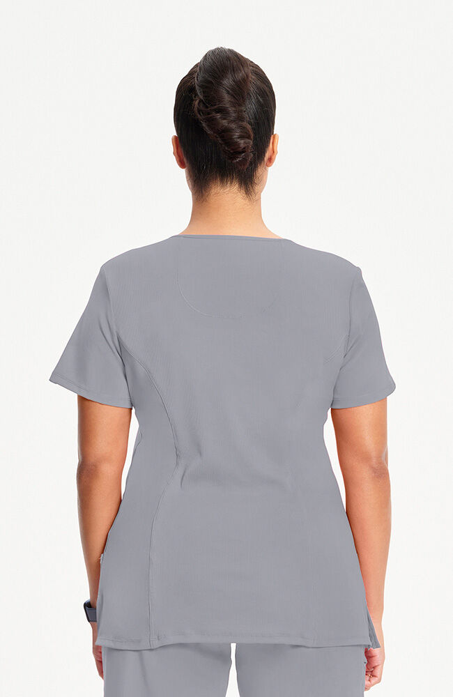 Infinity Women's 4-Pocket Knit Panel Mock Wrap Scrub Top