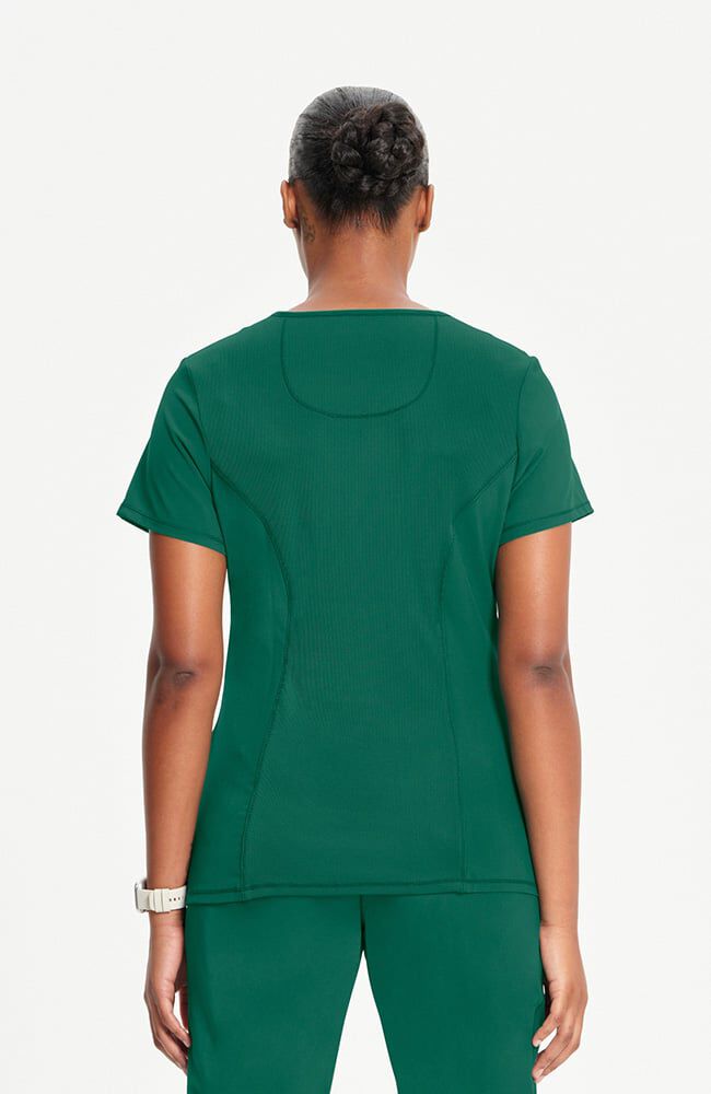 Infinity Women's 4-Pocket Knit Panel Mock Wrap Scrub Top