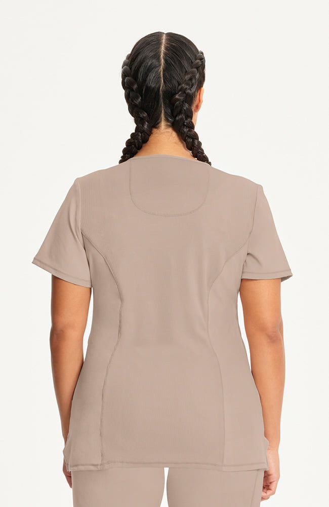 Infinity Women's 4-Pocket Knit Panel Mock Wrap Scrub Top