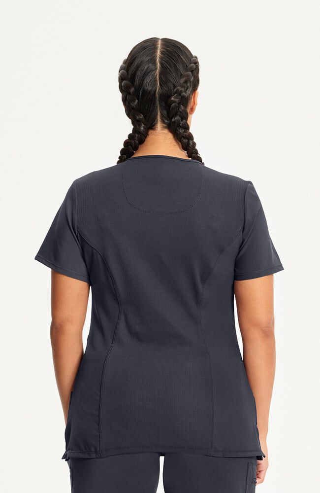 Infinity Women's 4-Pocket Knit Panel Mock Wrap Scrub Top