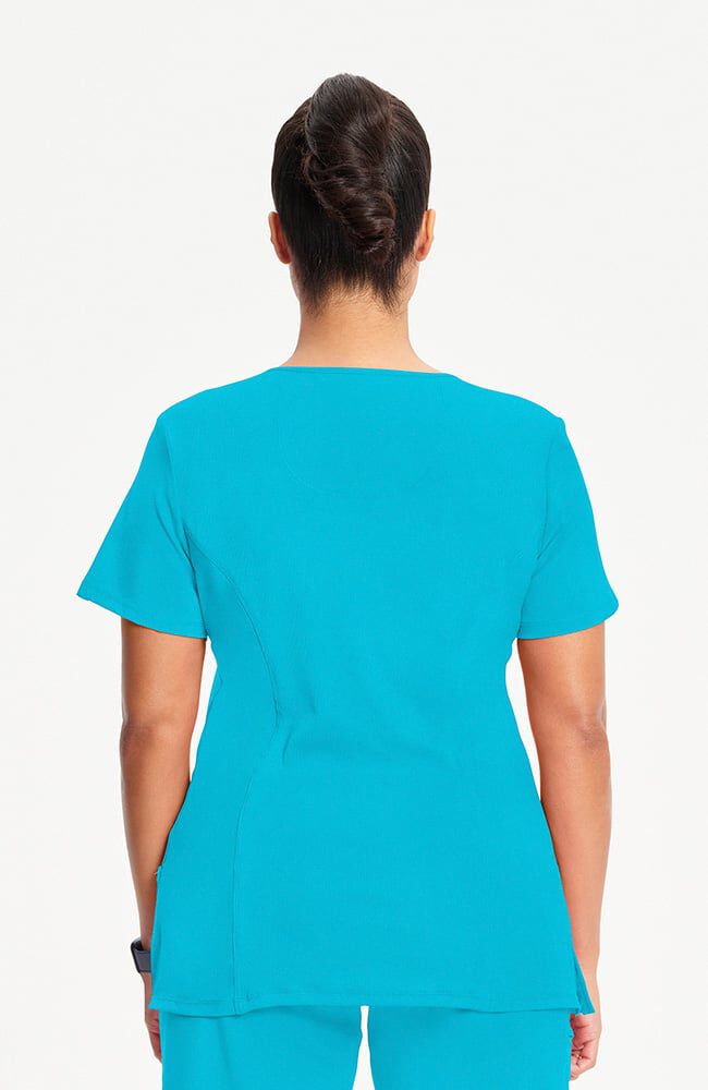 Infinity Women's 4-Pocket Knit Panel Mock Wrap Scrub Top