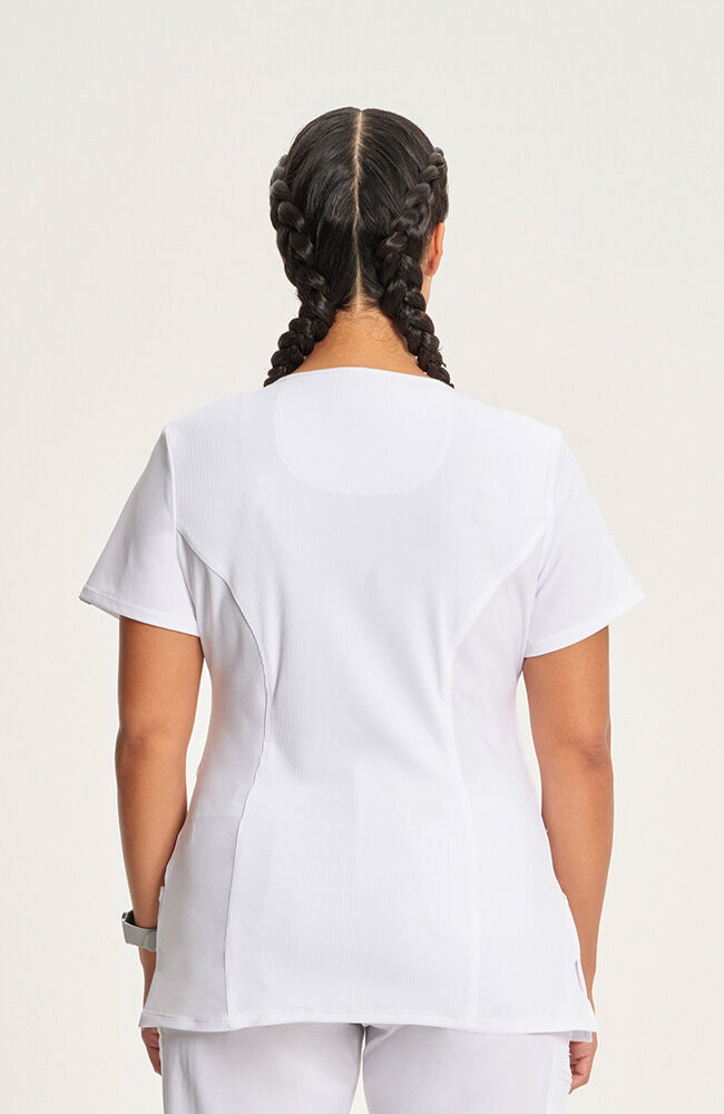 Infinity Women's 4-Pocket Knit Panel Mock Wrap Scrub Top