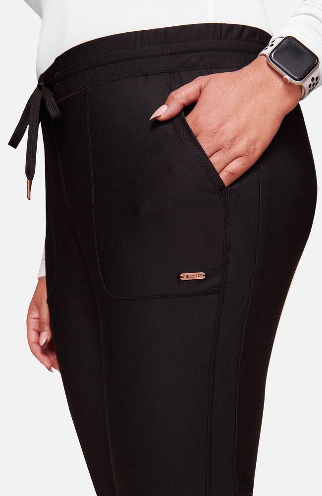 Cherokee Medical Women's Mid Rise Tapered Leg Drawstring Scrub Pant, Petite