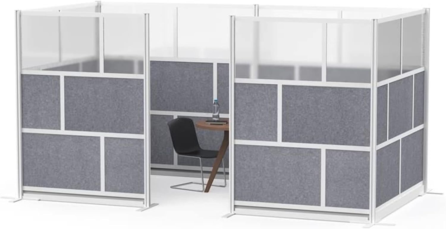LUXOR MW-5370-FCGB Modular Wall Room Divider System - Black Frame - 53" x 70" Starter Wall