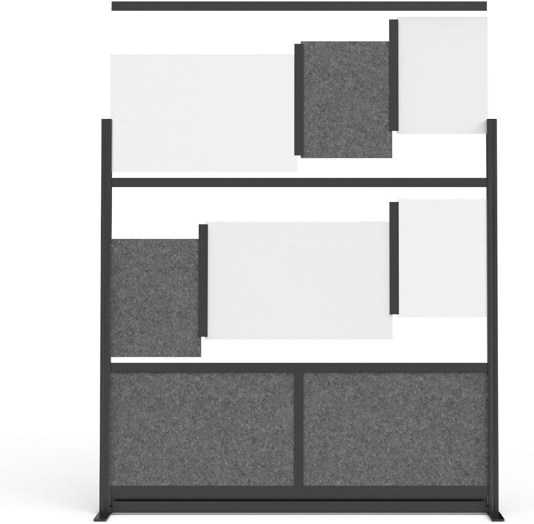 LUXOR MW-5370-FCG Expanse Modular Wall Room Divider System, Silver Frame, 53" x 70" Starter Wall