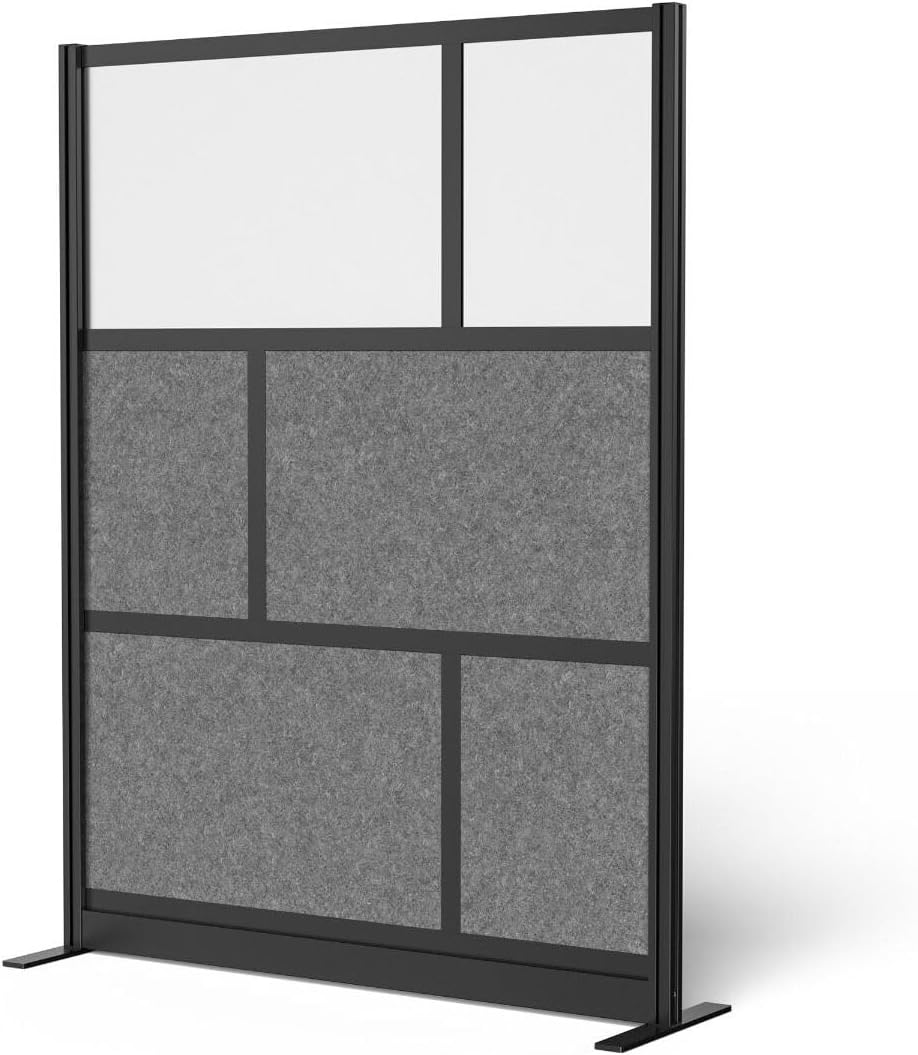 LUXOR MW-5370-FCG Expanse Modular Wall Room Divider System, Silver Frame, 53" x 70" Starter Wall