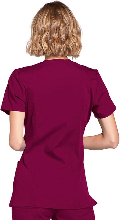 Cherokee Medical WW Originals Women's Mock Wrap Knit Panel Solid Scrub Top