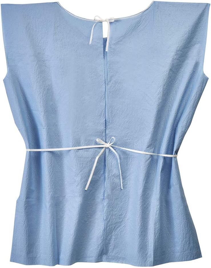 Graham Medical-70260N Scrim Tissue Gown, 36in x 45in, Blue, Sewn Shoulders & Ties (25/cs, 136 cs/plt)