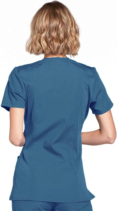 Cherokee Medical WW Originals Women's Mock Wrap Knit Panel Solid Scrub Top
