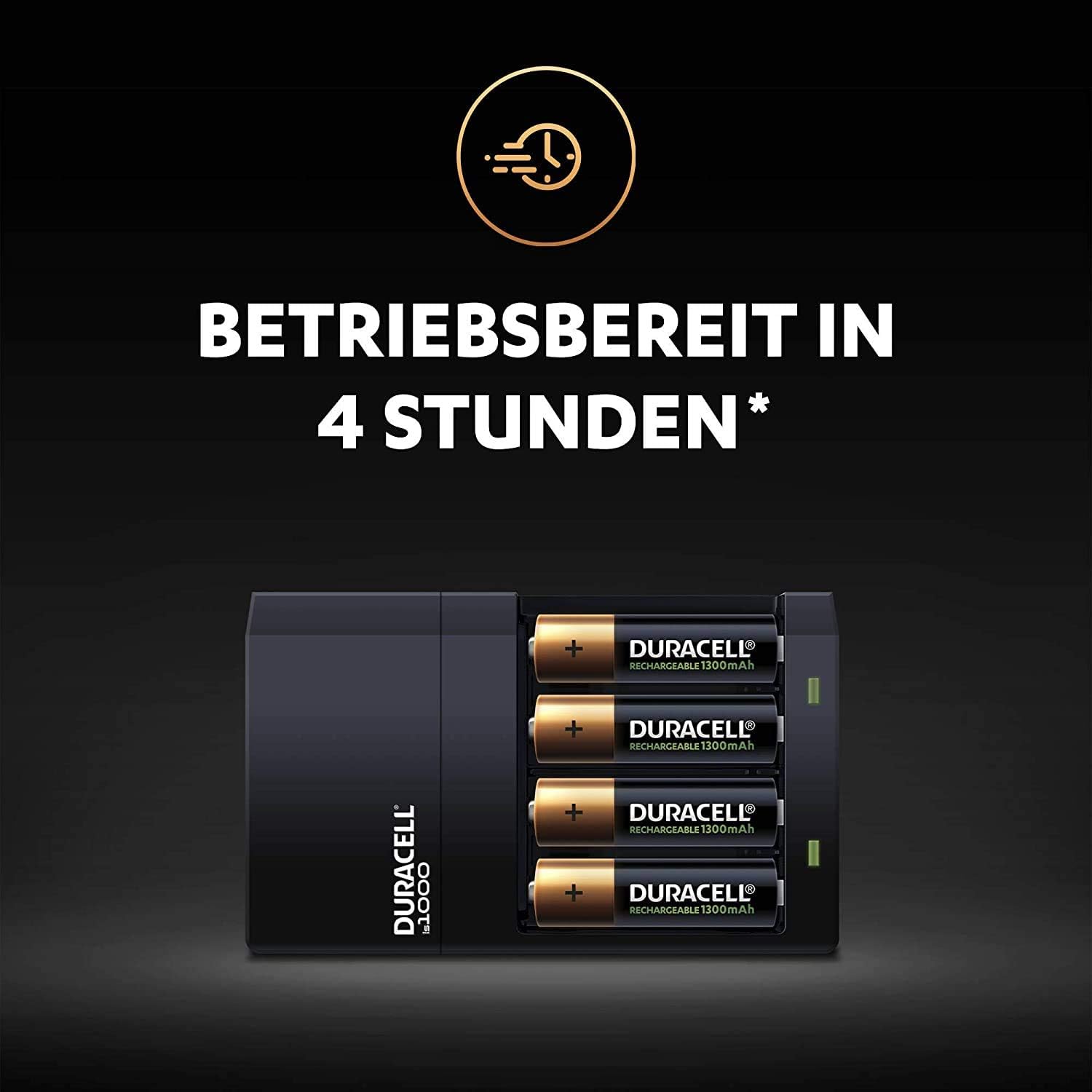 Duracell-CEF14 Ion Speed 4-Hour Battery Charger, With Rechargeable Batteries Included, AA+AAA