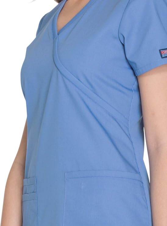 Cherokee Medical WW Originals Women's Mock Wrap Knit Panel Solid Scrub Top