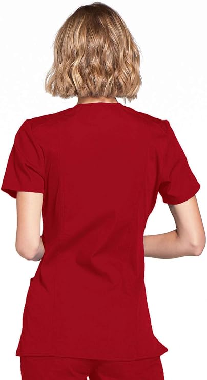 Cherokee Medical WW Originals Women's Mock Wrap Knit Panel Solid Scrub Top