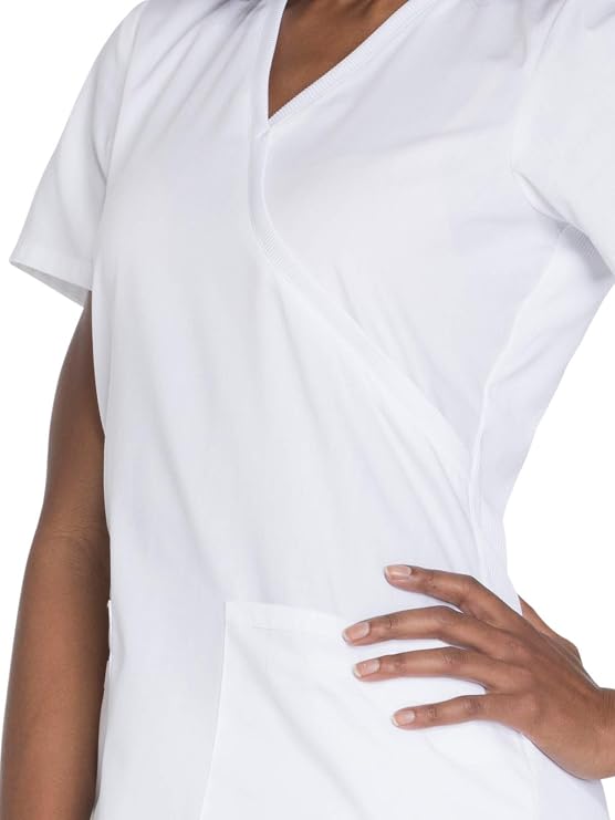 Cherokee Medical WW Originals Women's Mock Wrap Knit Panel Solid Scrub Top