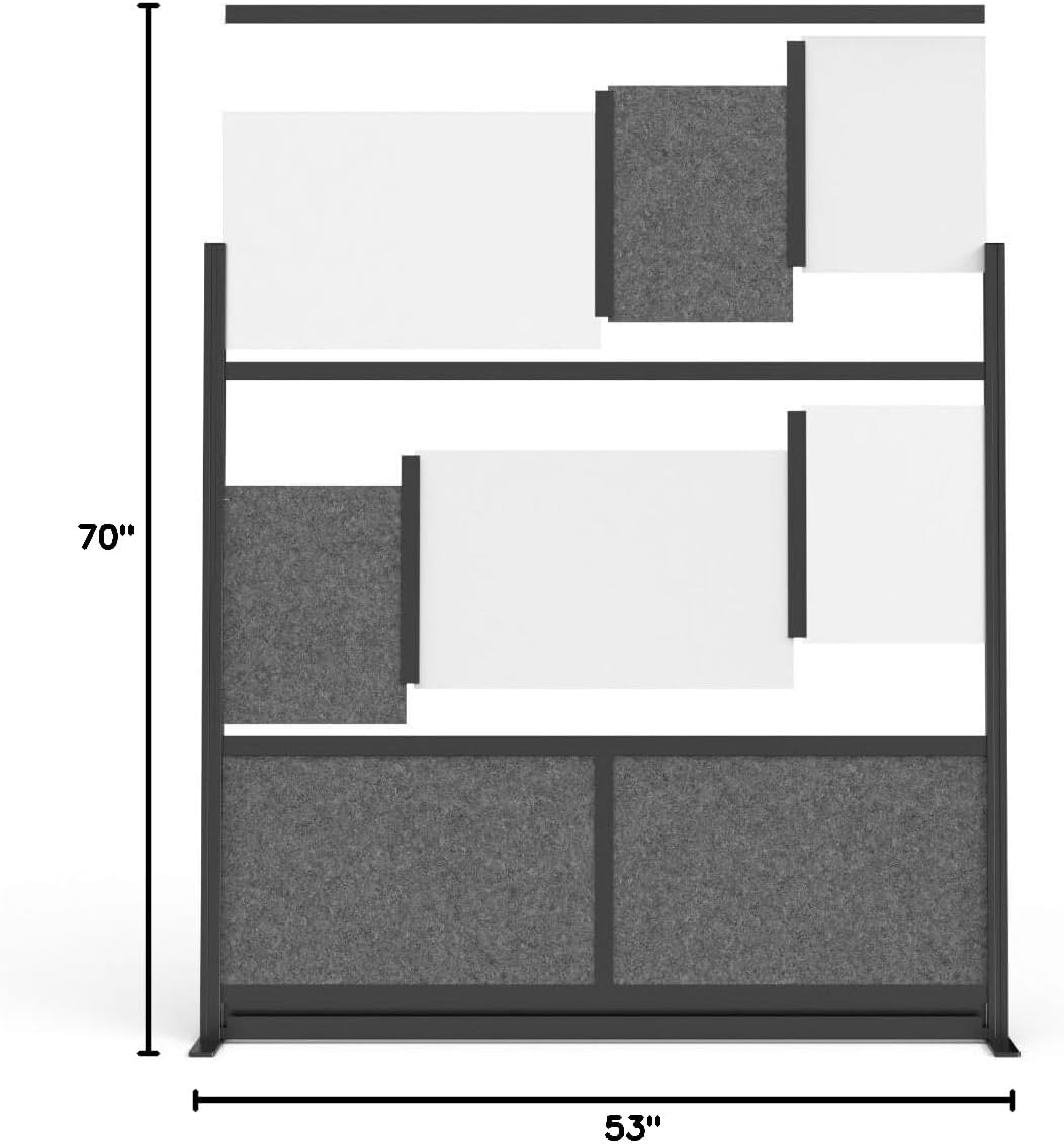LUXOR MW-5370-FCG Expanse Modular Wall Room Divider System, Silver Frame, 53" x 70" Starter Wall