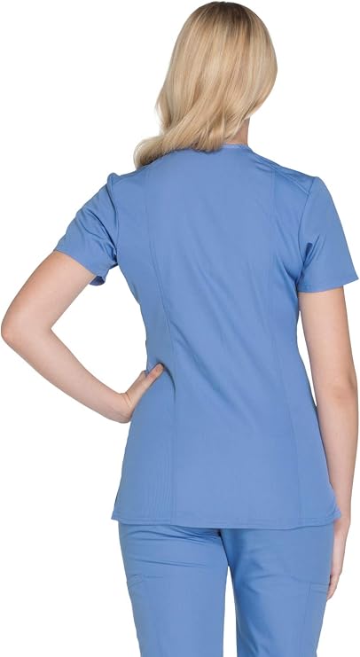 Cherokee Medical WW Originals Women's Mock Wrap Knit Panel Solid Scrub Top