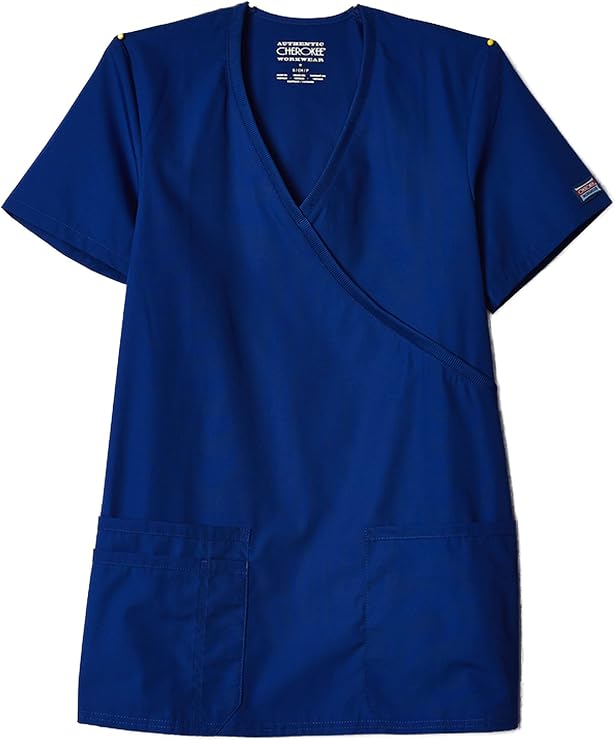 Cherokee Medical WW Originals Women's Mock Wrap Knit Panel Solid Scrub Top