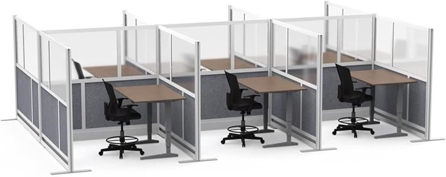 LUXOR MW-5370-FCGB Modular Wall Room Divider System - Black Frame - 53" x 70" Starter Wall
