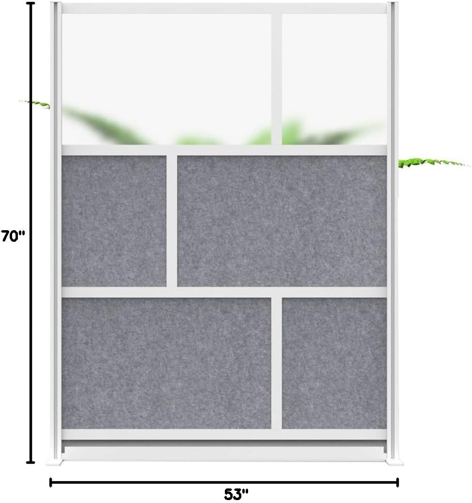 LUXOR MW-5370-FCGB Modular Wall Room Divider System - Black Frame - 53" x 70" Starter Wall