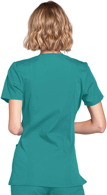 Cherokee Medical WW Originals Women's Mock Wrap Knit Panel Solid Scrub Top