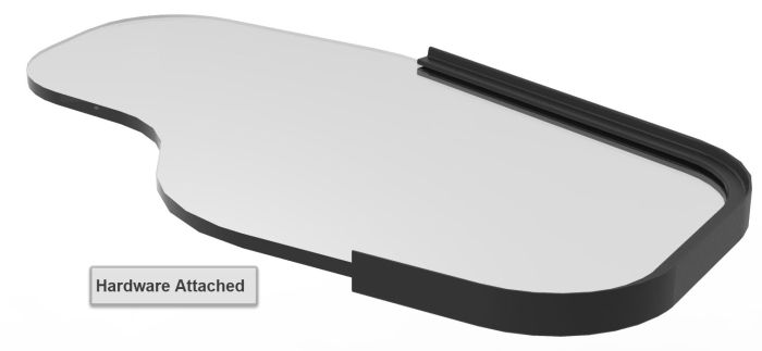 Therafin-30313-Bandeja media, transparente, 3/8", estándar, con soporte de canal de acero y borde, abatible hacia la izquierda 