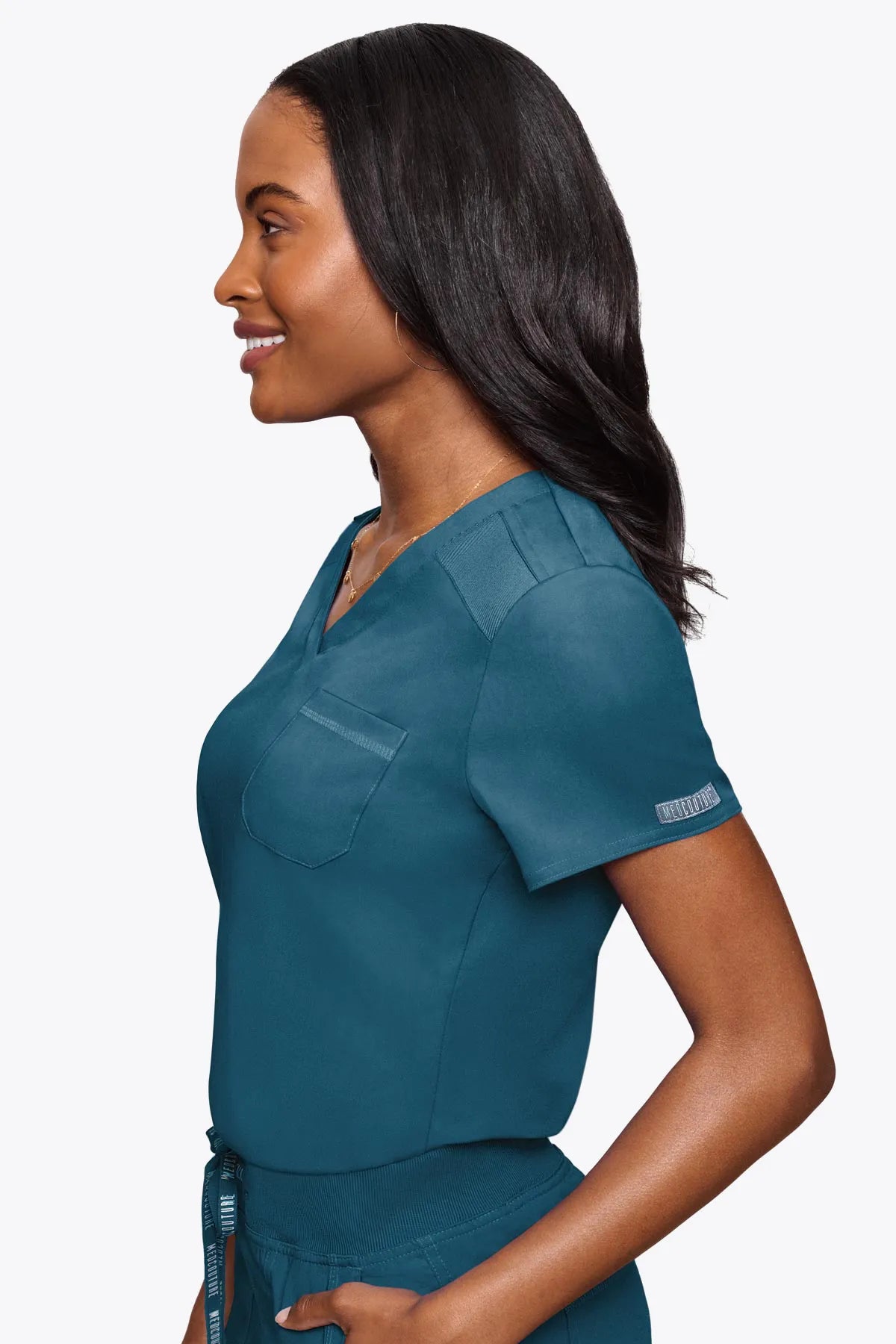 Med Couture Women's Touch V - Neck Chest Pocket Top