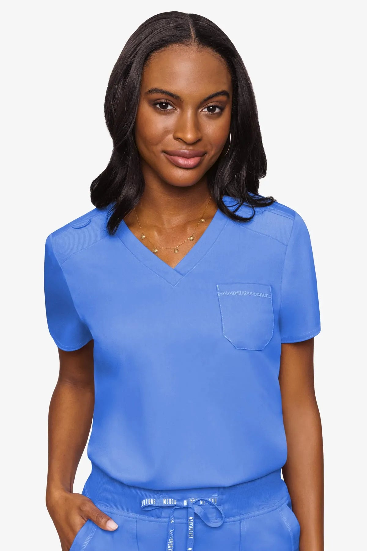 Med Couture Women's Touch V - Neck Chest Pocket Top