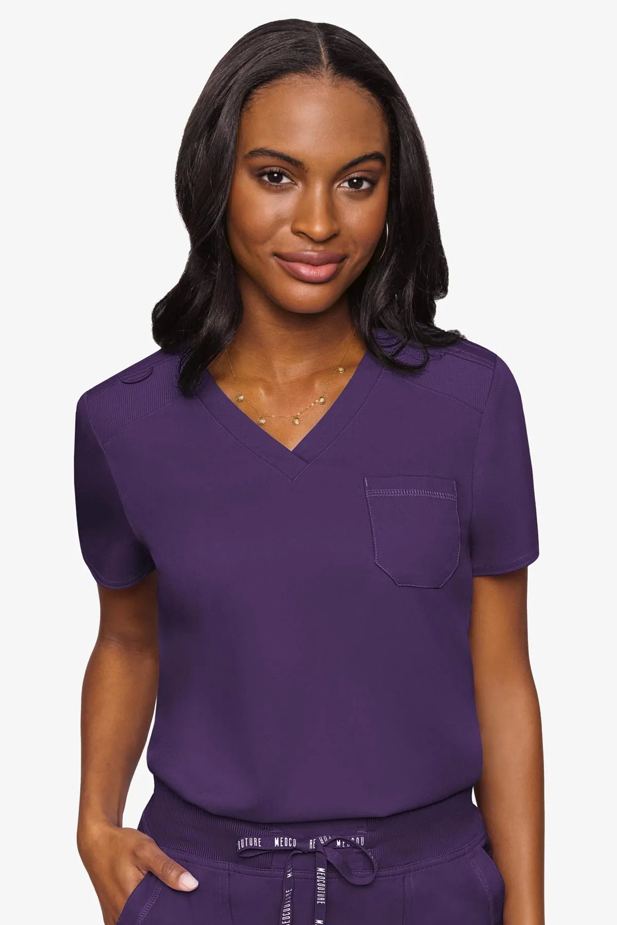 Med Couture Women's Touch V - Neck Chest Pocket Top