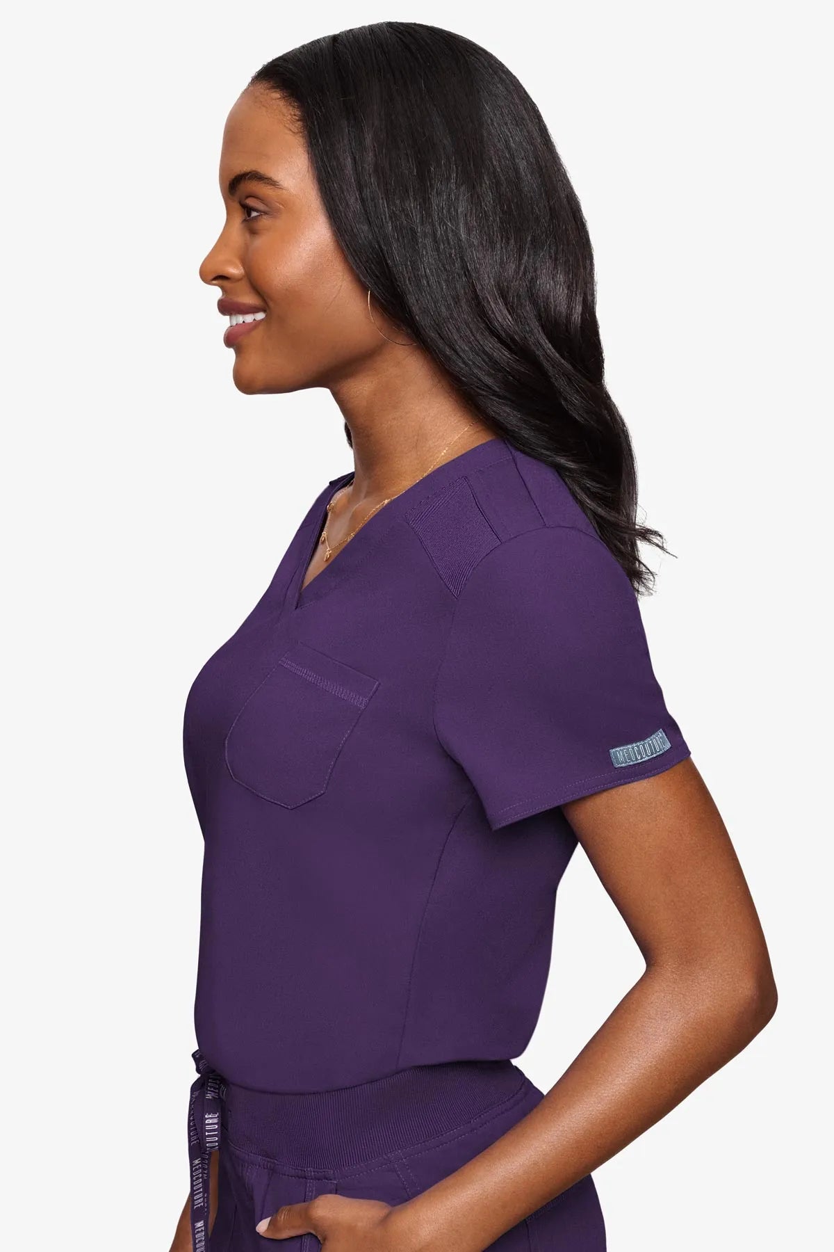 Med Couture Women's Touch V - Neck Chest Pocket Top