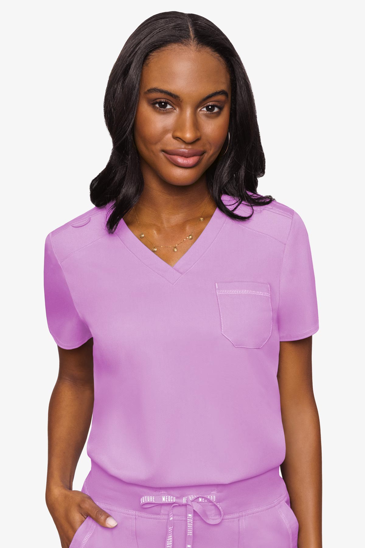 Med Couture Women's Touch V - Neck Chest Pocket Top