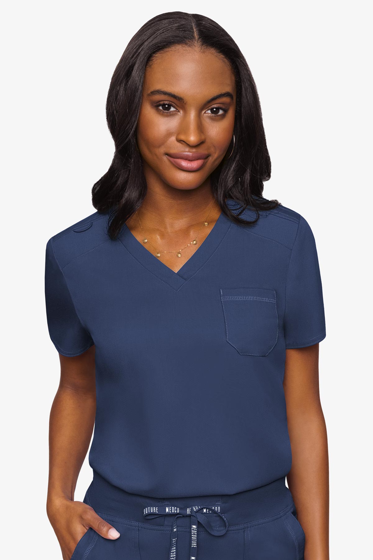 Med Couture Women's Touch V - Neck Chest Pocket Top
