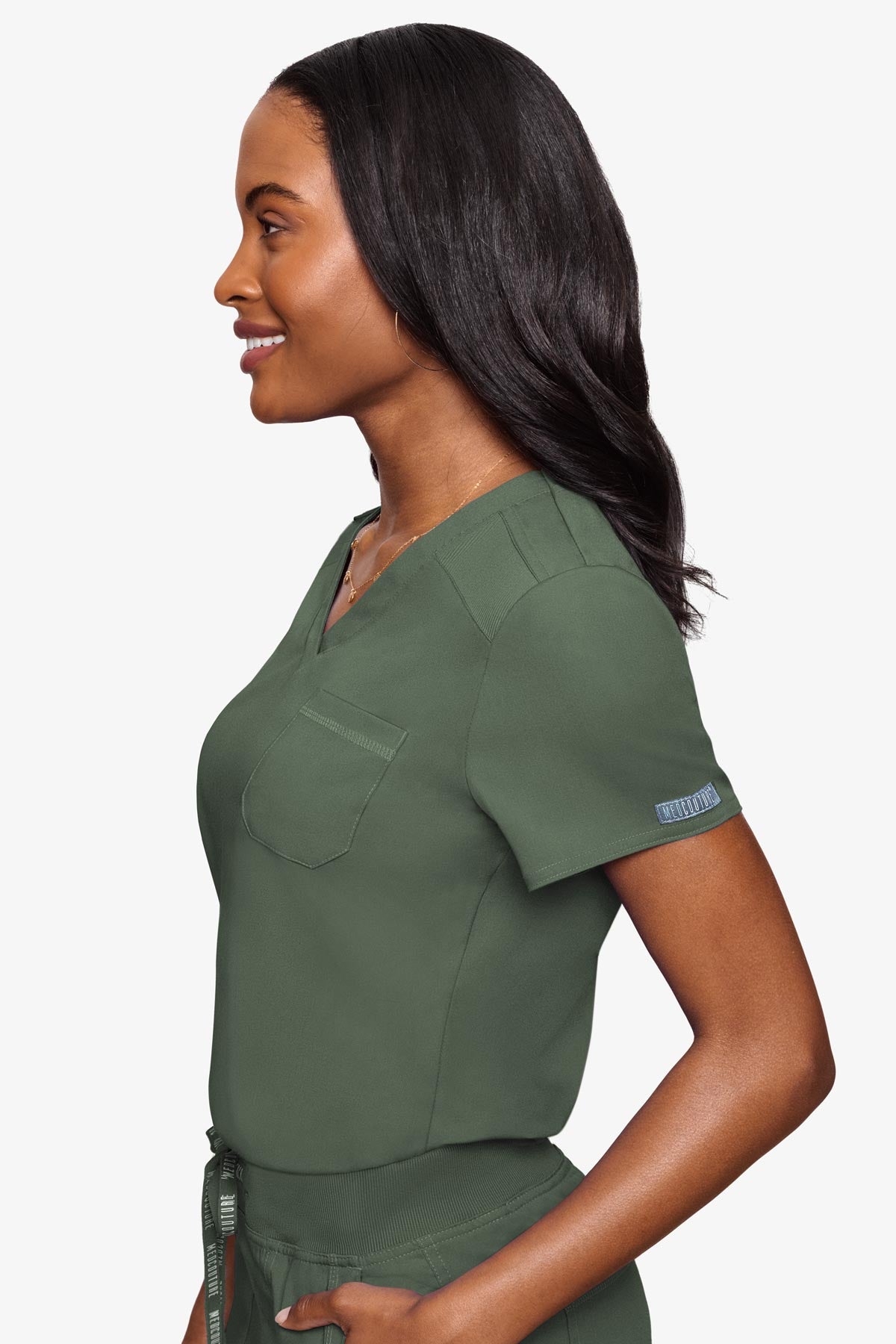 Med Couture Women's Touch V - Neck Chest Pocket Top