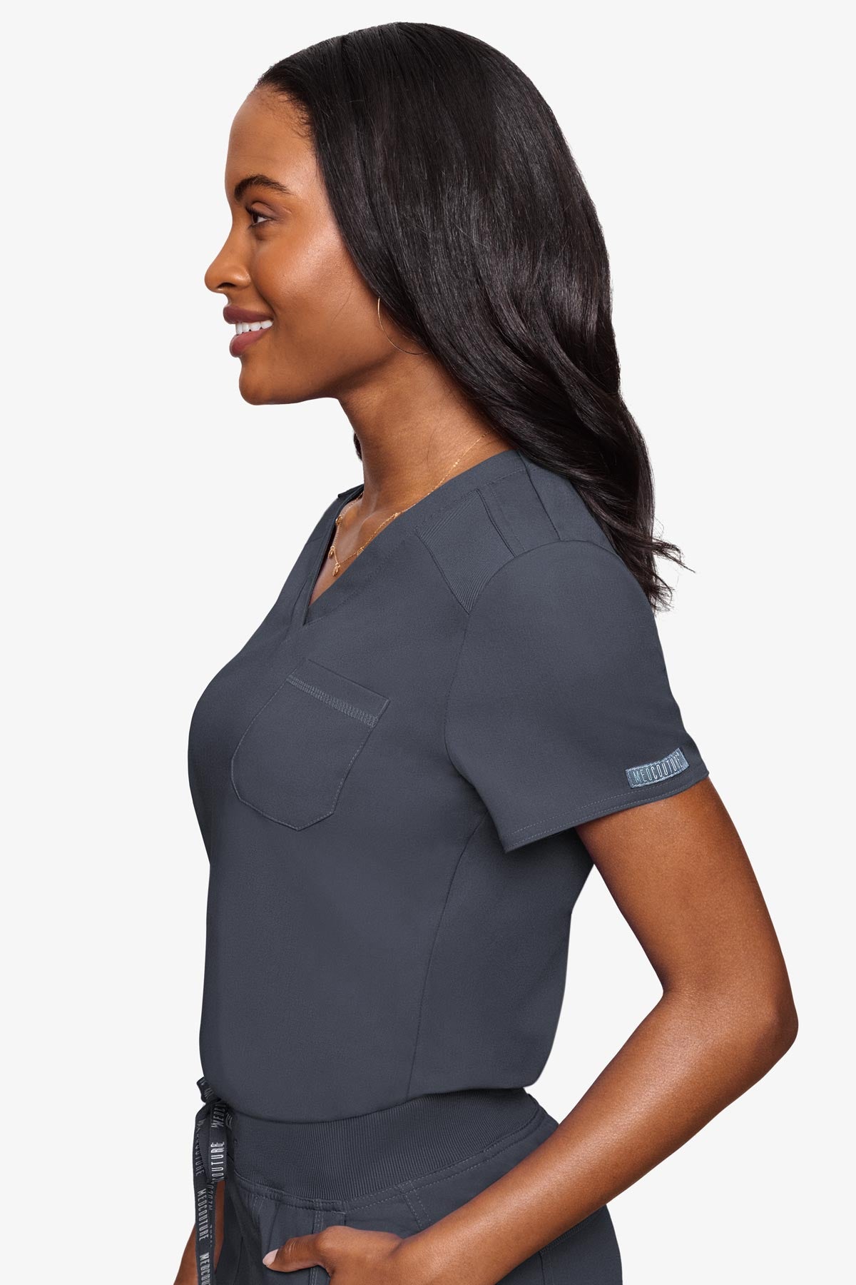 Med Couture Women's Touch V - Neck Chest Pocket Top
