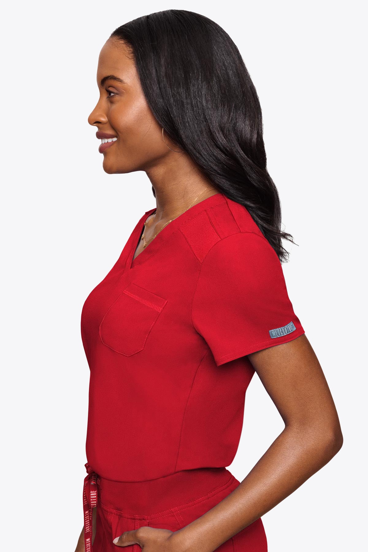 Med Couture Women's Touch V - Neck Chest Pocket Top