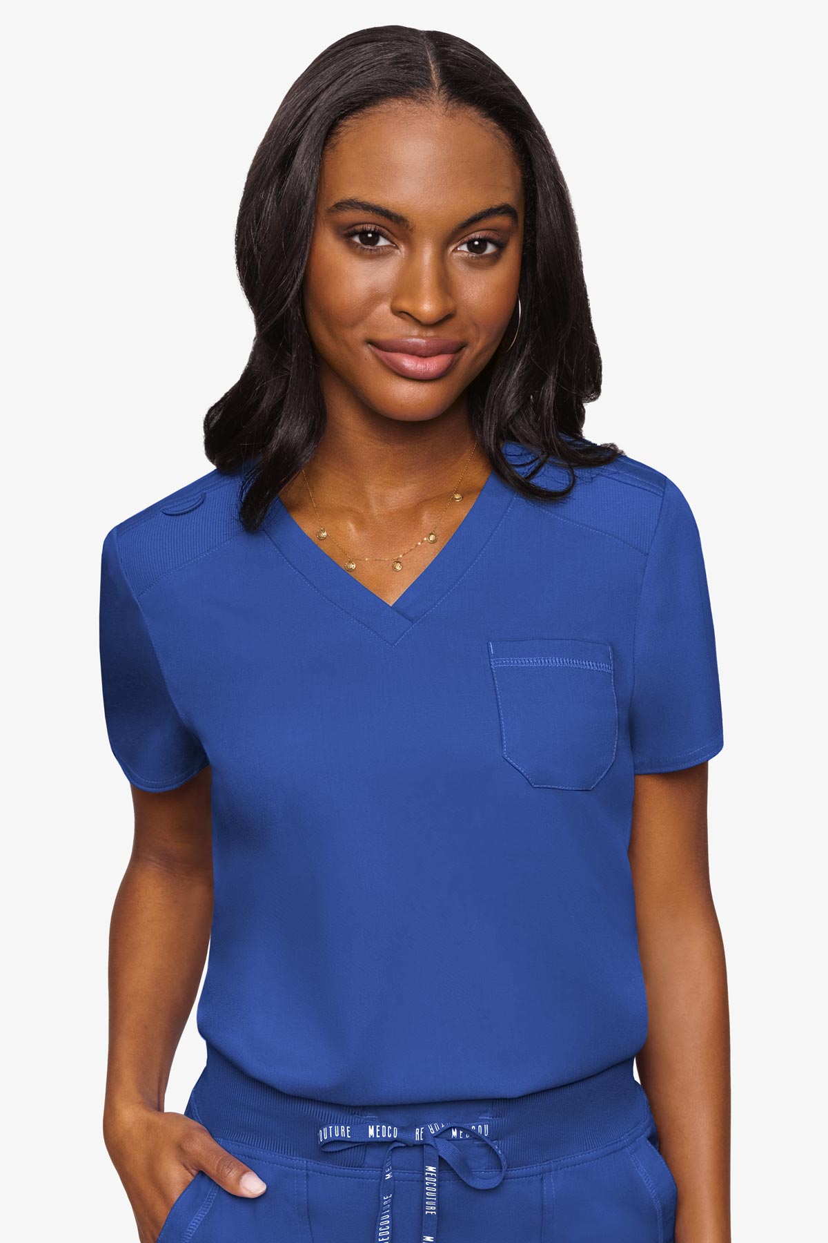 Med Couture Women's Touch V - Neck Chest Pocket Top