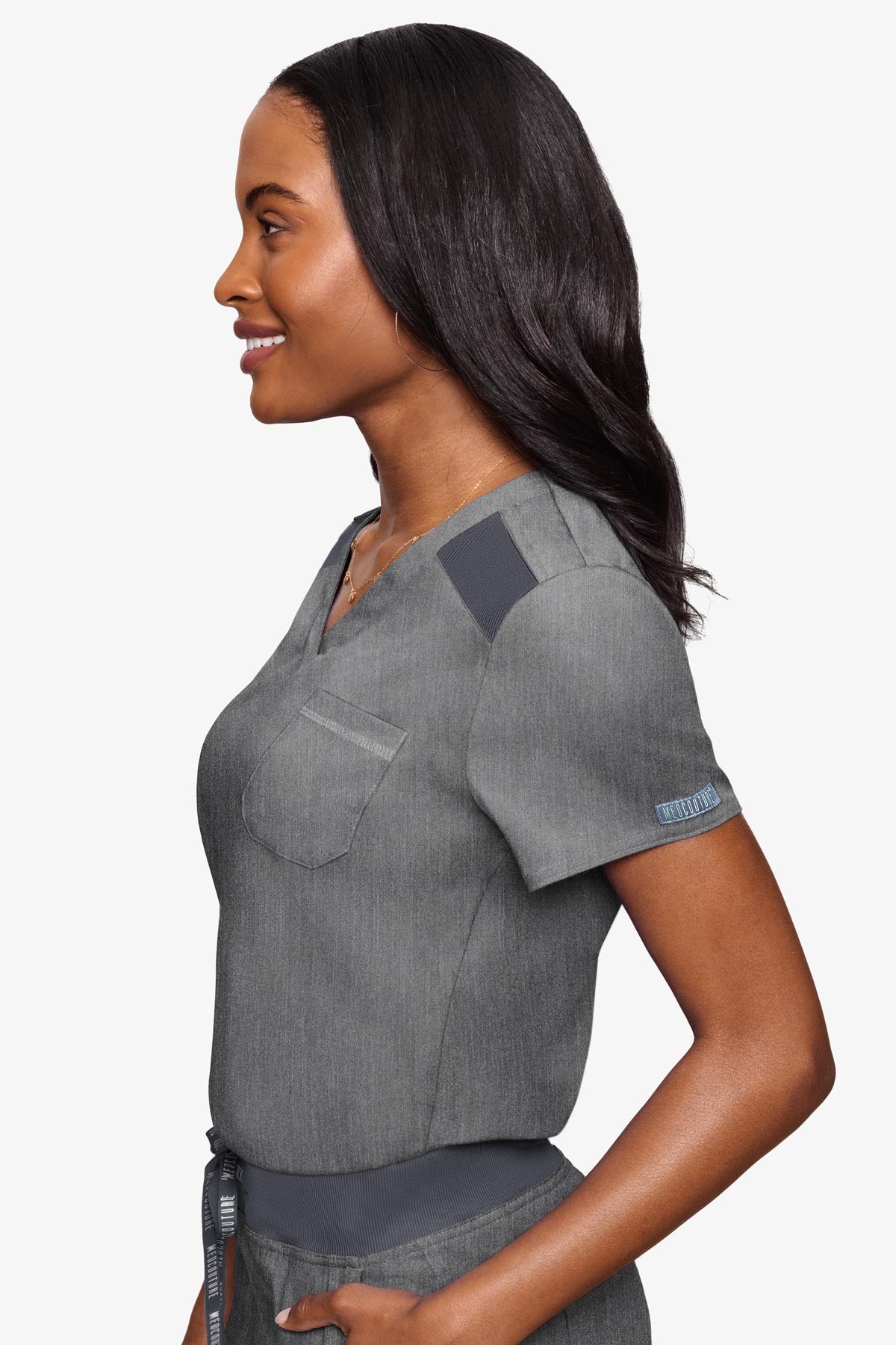 Med Couture Women's Touch V - Neck Chest Pocket Top