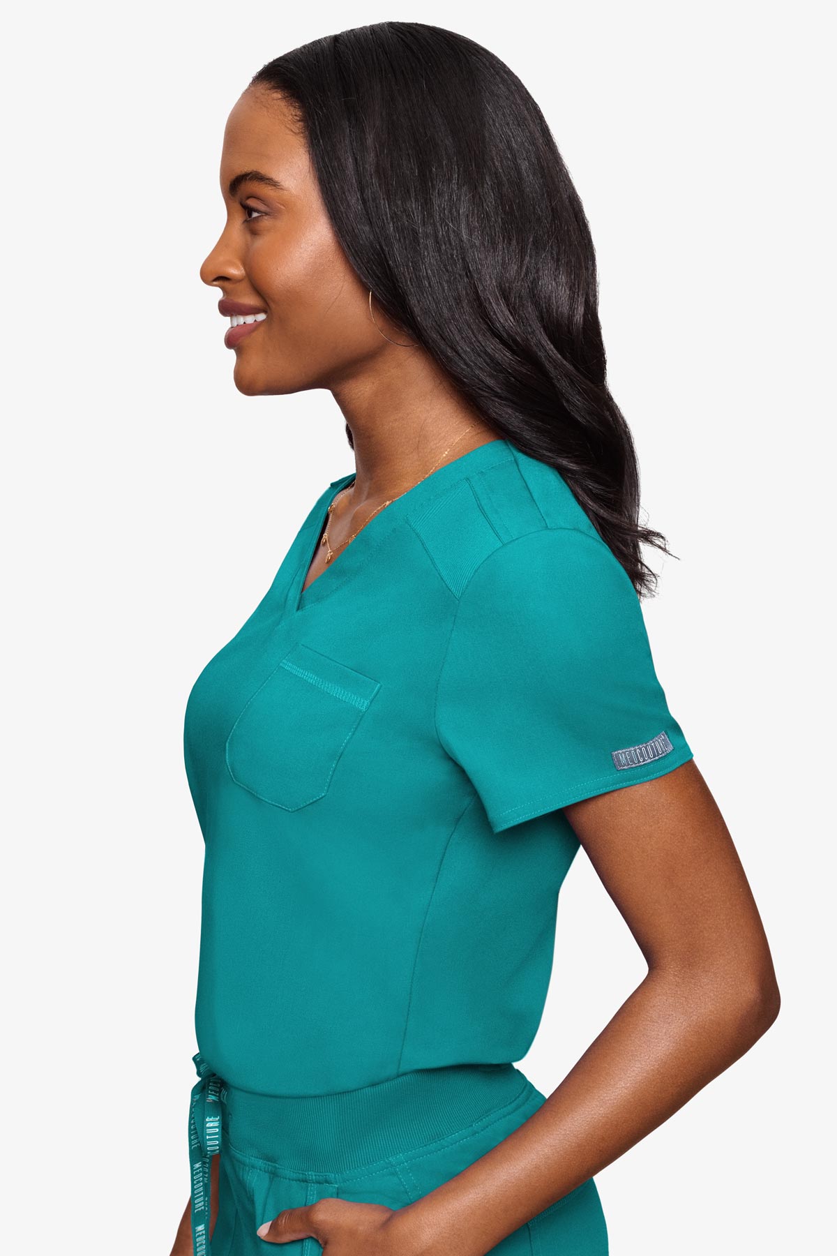 Med Couture Women's Touch V - Neck Chest Pocket Top