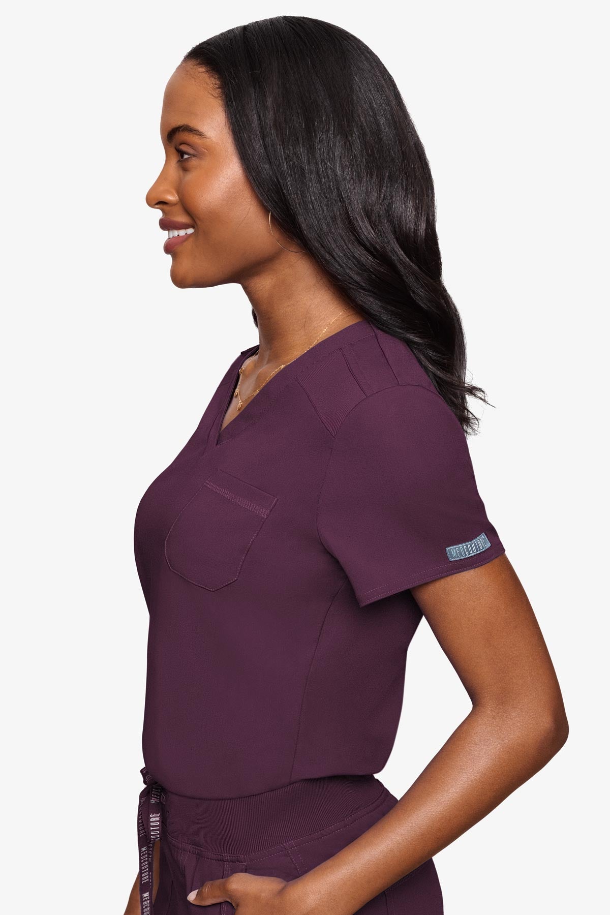 Med Couture Women's Touch V - Neck Chest Pocket Top